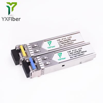 China FTTX 1.25G BIDI 10km 1310nm/1550nm LC/SC Connector Fiber Optic SMF 1.25G SFP Transceiver Module Price for sale