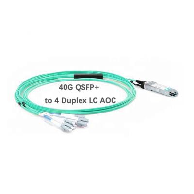 China IDC 40G QSFP+ 4 to LC Duplex Breakout Active Optical Cable 5m 10m 15m 20m 30m 40G AOC Cable for sale