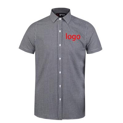 China OEM Customized Embroidery Logo Work Shirt Men's Plaid Breathable Short Sleeve Uniform Shirt For Men for sale