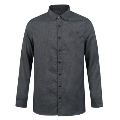 China OEM Viable Wholesale 100% Polyester Formal Shirts Custom Logo Printing Dress Shirt For Men Solid Color for sale