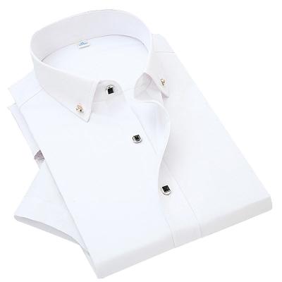 China Viable Mens Solid Color Formal Dress Shirts For Office Business Work Shirt White Short Sleeve Custom Logo for sale