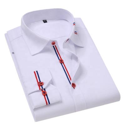 China Viable High Quality Mens Solid Color Office Shirts White Business Shirt Dress Men for sale