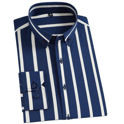 China Breathable Long Sleeve Men's Business Striped Office Shirt Formal Shirt Dress Design For Men for sale