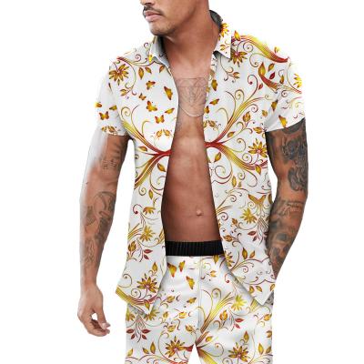 China Summer Floral Print Breathable Beach Shirt For Men Short Sleeve Mens Hawaiian Shirts And Shorts for sale