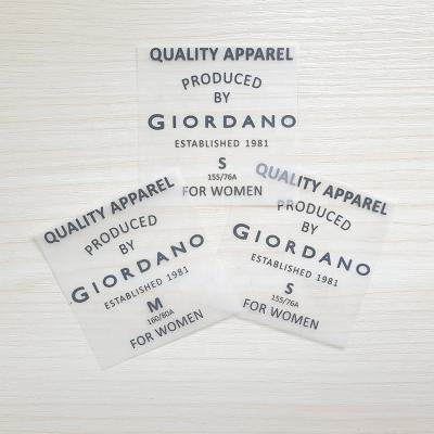 China Sustainable Printed Logo PET Tagless Heat Transfer Custom Apparel Care Labels For Garment for sale