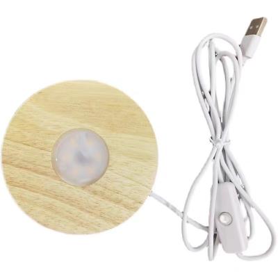 China Europe High Quality Led Log Display Night Light USB Low Stand Powered Wooden Base For 3d Crystal for sale