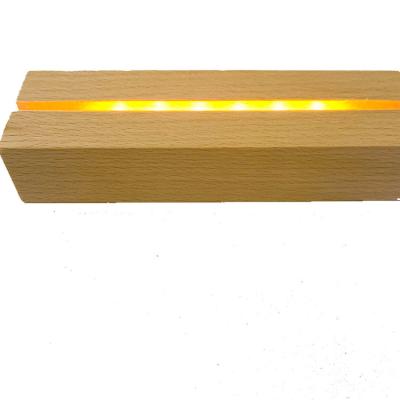 China Europe Hot Selling High Quality 3D Illusion Led Wooden Light Solid Acrylic Rectangular Wooden Base DIY for sale