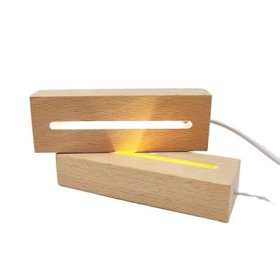 China Creative Europe Led Woodworking Lamp DIY Solid Wood Rectangular Light Base For Acrylic for sale