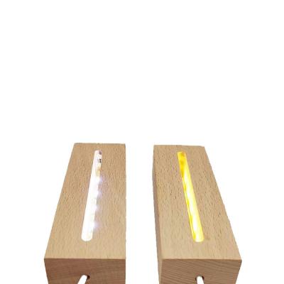 China Europe Led Night Light Acrylic Rectangular Luminous Base USB Woodworking Pendulum Illusion Crafts Solid Wood for sale