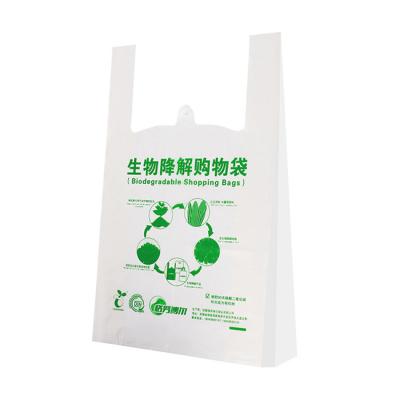 China Nahrungsmitteltaschen PBAT Eco freundliche biologisch abbaubare Winkel- des Leistungshebelslebensmittelgeschäft-T-Shirt Einkaufstaschen zu verkaufen