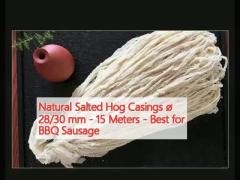 Natural Salted Hog Casings ø 28/30 mm - 15 Meters - Best for BBQ Sausage