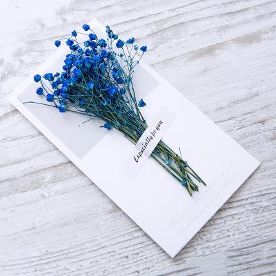 China Wholesale Multicolor Gypsophila Dry Flower Glass Cards Handwritten Valentines Day Christmas Gift Greeting Cards for sale