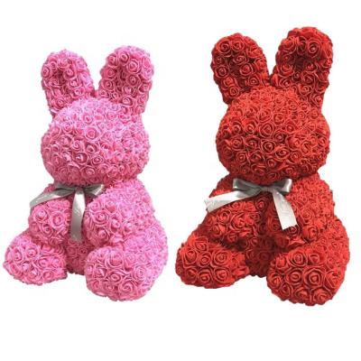 China PE Foam Rose Wholesale Price 45cm Size Foam Rose Bunny Artificial Flower Rabbit For Gift for sale