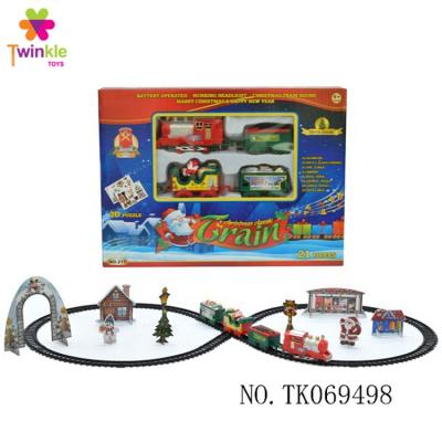 China Musical track toy Christmas train set carry-over toy lightweight plastic train 55.0*38.0*80.0 cm for sale