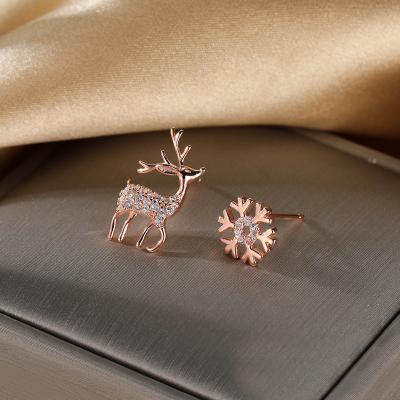 China TRENDY 925 sterling silver earrings inlaid zircon elk snowflake stud earrings for sale