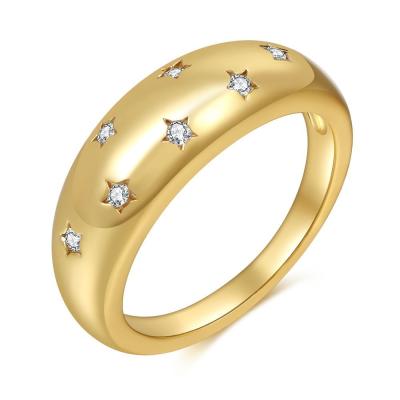 China 2021 Classic 18k Gold &Woman Ring Custom New Fashion Man Geometric Zircon Stone Star Wedding Ring Jewelry Customization for sale