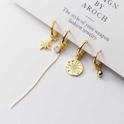 China FASHIONABLE temperament star awl buckle asymmetric summer Web celebrity s925 tassel flashing silver earrings new for sale