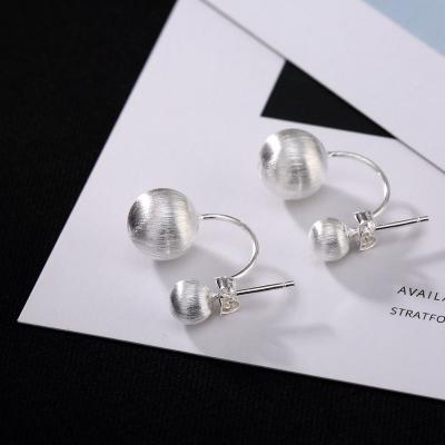 China TRENDY Double Side 925 Sterling Silver Earrings for Women Swept Round Ball Stud Earrings Shape Jewelry for sale