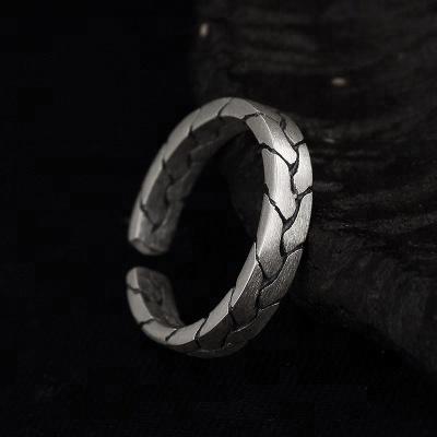 China 990 Real 990 Fine Jewelry Pure Silver Slit Women Vintage Opening Rings Fashion Simple Weave Twisted Ring Ethnic Jewelry for sale