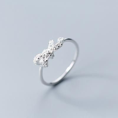 China New FASHION Korea style 925 Sterling Silver Simple Fashion Chic Diamond Bowknot Open Ring Jewelry for women for sale