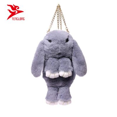 China Cartoon Rabbit Fur Animal Super Soft Bunny Backpack Soft Head Plush For Baby Adult for sale