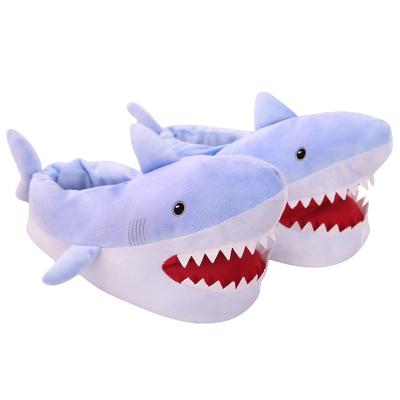 China Wholesale Anti-slippery One Piece Drop Shipping Warm Plush Shark Unisex Slippers With Sharp Teeth for sale