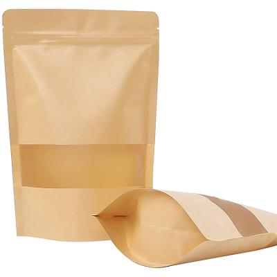 China Factory China Materials Supplier Low MOQ Cheap Price Recycled Custom Printed Kraft Backing Up Window Pouch Food Packaging Bag Frosted Kraft Paper Bag for sale