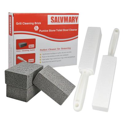 China Hot Sale 3pcs Disposable Grill Amazon Brick Block and 2pcs Pumice Stone Toilet Bowl Cleaner with Handle for sale