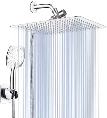 China With Diverter Stainless Steel Hand Held Combo Shower Head With 60 Inch Hose Holder Anti Leak Chrome for sale