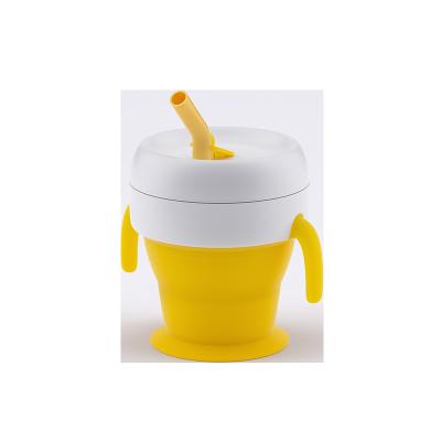 China BPA Free Baby Snack Cup Ebay Amazon Best Sell Portable Folding with Silicone Yellow Baby Feeding Products Support Training Baby Eating for sale