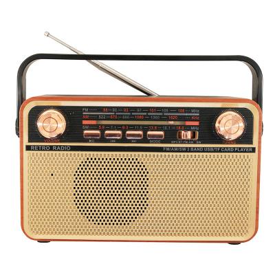 China Factory PORTABLE AM/FM/SW 3 Band R-505BT Music Player Wooden Box Rechargeable Portable Radio for sale