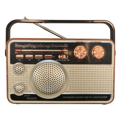 China PORTABLE Factory AM/FM/SW 3 Band R-506BT Music Player Wooden Box Rechargeable Portable Radio for sale