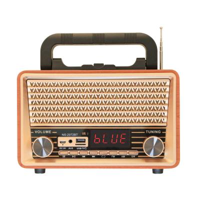 China Real Retro NS-2072BT PORTABLE wooden multi band rechargeable radio with wireless, usb, mp3 player and led display for sale