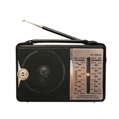 China RX-606AC PORTABLE high quality portable rotary radio with fm.tv/am/sw1-2 4bands receiver, with real transformer for sale