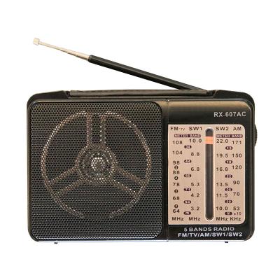 China RX-607AC PORTABLE high quality portable rotary radio with fm.tv am sw1-2 4 band receiver for sale