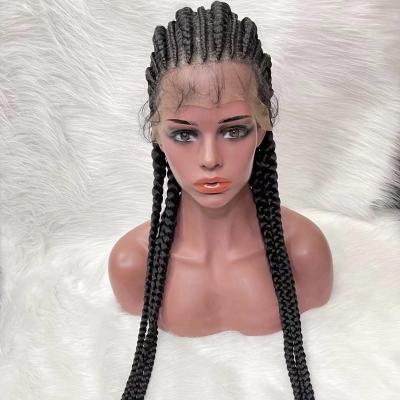 China Factory Direct Selling Body Wave Women Braided Winter Cap Hair Lace Color Man Cornrows Box Braided Full and Synthetic Braid Wig for sale