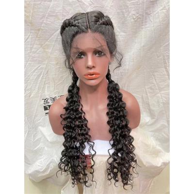 China Cheap Silky Straight Wave Winter Hat Hair Braided Beanie Full Lace Black Women Man Jumbo Box Braids Wig for sale