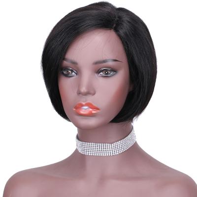 China FRENCH LOOP Ladies Wigs 1B Short Straight Black Hair Pixie Cut Machine Made Wigs Short Hair Wigs For Black Women for sale