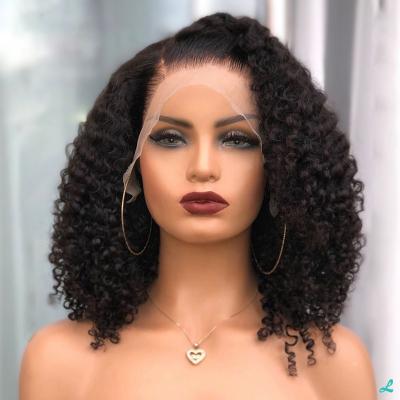 China Short Spring Curl Factory Wig Colored Woman Colored Lady Cheap Bundle Kinky Than Dread Extension Lace Up 4x4 Bobo Human Hair Wig for sale