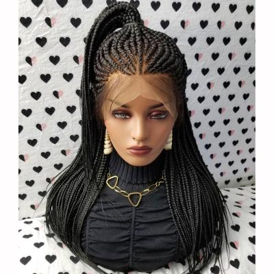 China Straight/Curly Hair Braid Lace Frontal Wig For Black Women Box Braid Lace Frontal Wig African American Wig for sale