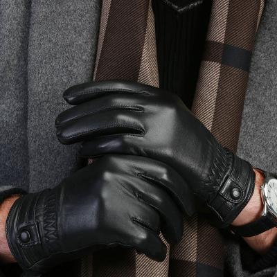 China Genuine Leather Windproof / Soft Material Motorcycle Leather Gloves Plain Cheap Black Gloves for sale