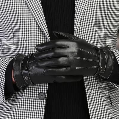 China Wholesale Hot Plush Durable Lined Fashion Synthetic Leather Mens Touch Screen PU Gloves for sale