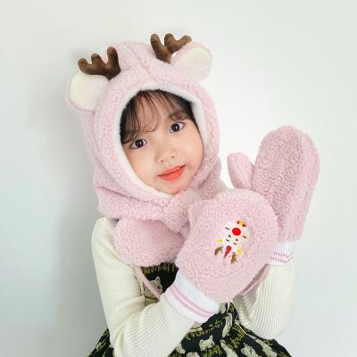 China Eco-friendly Funny Animal Hat Gloves Set Thermal Earflaps Winter Kids Scarf Hat for sale