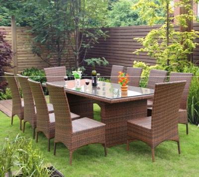 China Outdoor furniture dining table and chairs 6 seats garden sets pe rattan modern dining set for sale