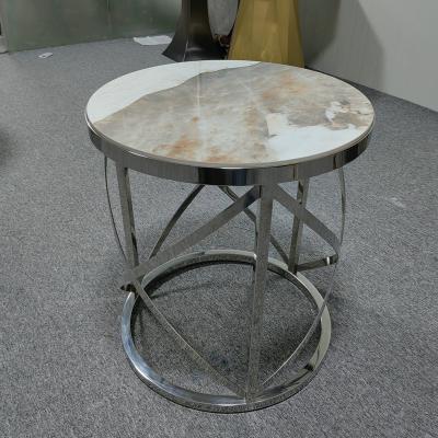 China Wholesale Furniture Adjustable Design Modern Sintered Coffee Tables (Other) Stone Metal Customized Style Room Stainless Steel Tea for sale