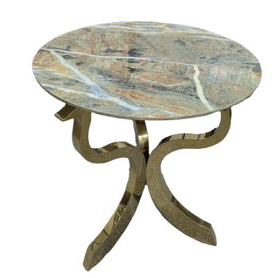 China Wholesale Furniture Adjustable Design Modern Sintered Coffee Tables (Other) Stone Metal Customized Style Room Stainless Steel Tea for sale