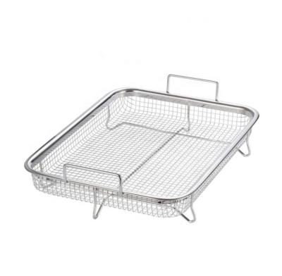 China Easily Cleaned Oven Hot Air Grill Basket Grill Kitchen Bakery Stainless Steel Wire Mesh Grill Basket for sale