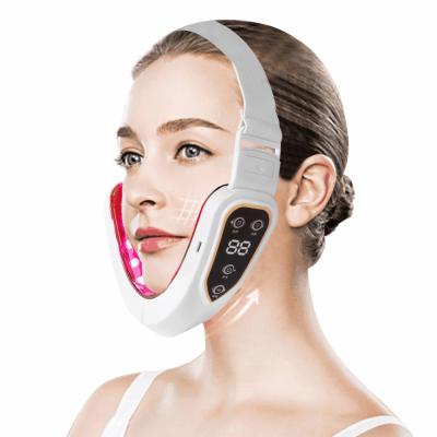 China Dual Face Lift Microcurrent V Face Shape Face Lift Massager Chin Remover LED Light Therapy Lift Hot Facial Slimming Device EMS for sale