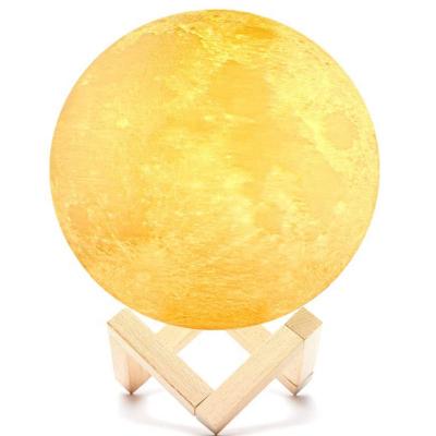 China Modern 16 Colors 15cm LED 3D Printing Moon Light with Stand and Night Bedside Bedrooms Remote and Touch Control and USB Rechargeable Lamp for sale