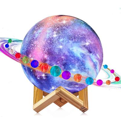 China Starry Moon Moon Lamp, 3D Night Light 16 Colors Printing LED Moon Light with Stand, Remote& USB Touch Control Rechargeable Gift for sale